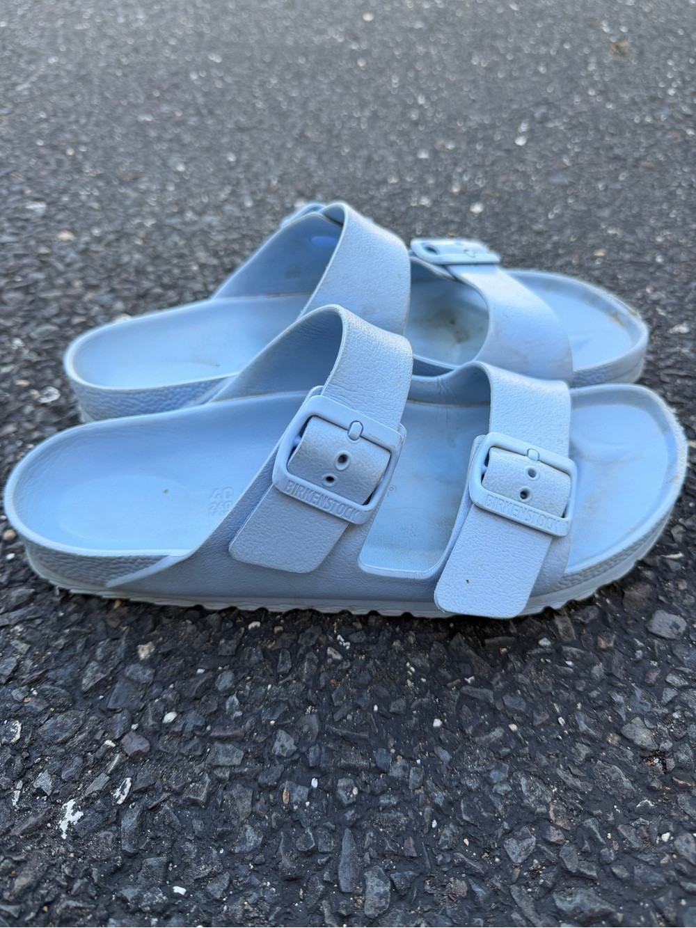 Birkenstock Two-Strap Slide Sandals in Light Blue - Picture 3 of 6